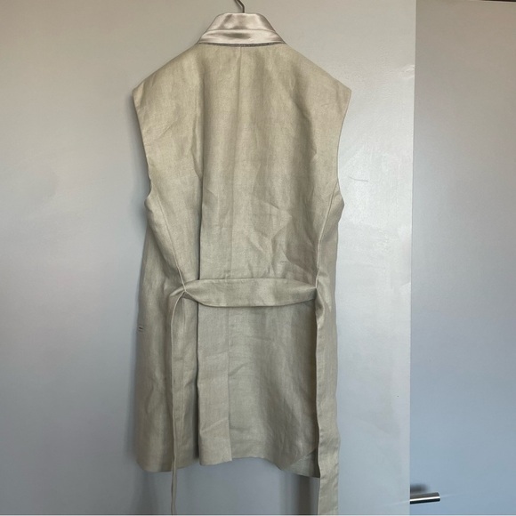 NWT BRUNELLO CUCINELLI Double-breasted linen-twill vest in sand brown - Picture 3 of 6